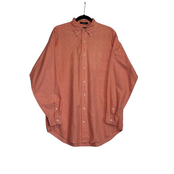 Daniel Cremieux orange plaid long sleeves shirt size Medium - Picture 7 of 10